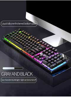 LOOPITYS Floating Gaming Keyboard RGB Backlit Keyboard USB Wired Mechanical Keyboard Ergonomic Portable Keyboard for Computer Laptop Light Up Keyboard Cool Gaming Accessories  - Image 1