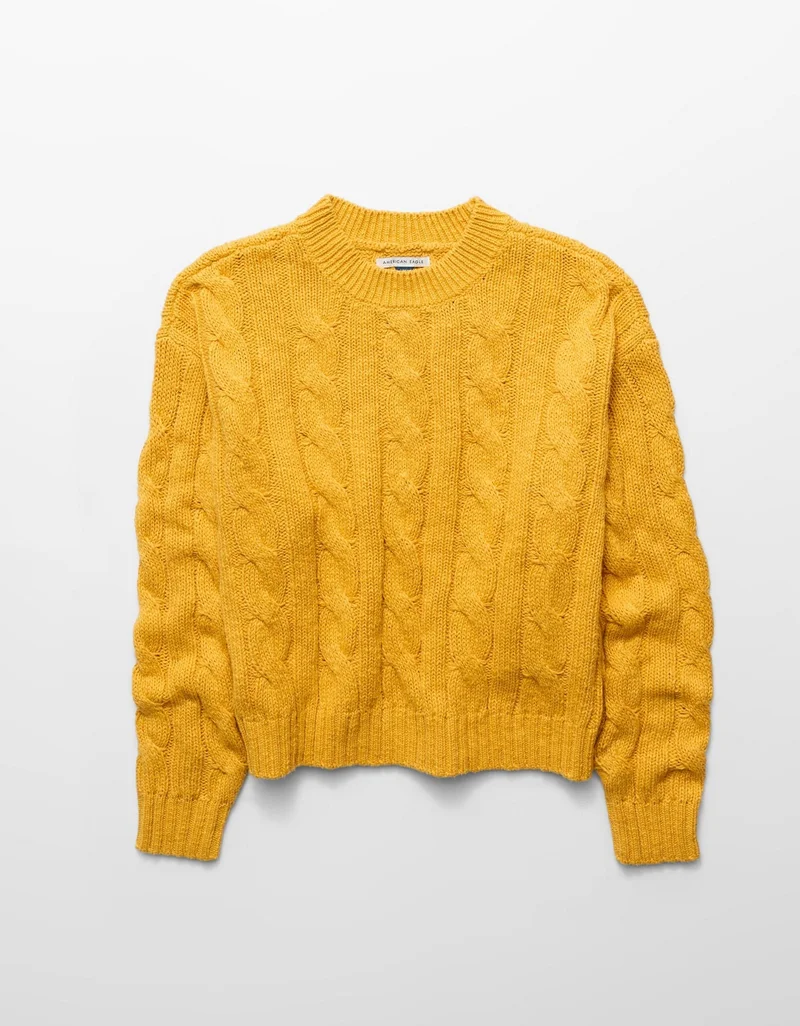 American Eagle  AE Cropped Cable Knit Sweater for Women | Best Price UAE