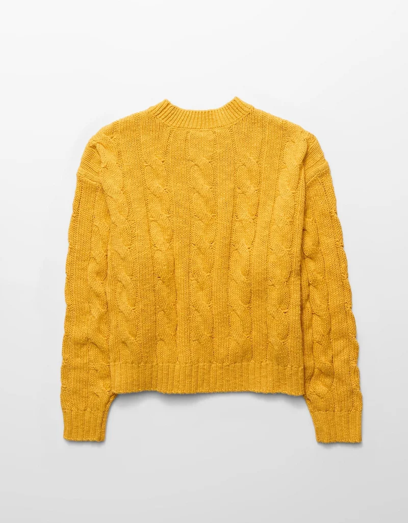 American Eagle  AE Cropped Cable Knit Sweater for Women | Best Price UAE