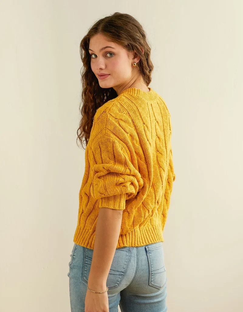 American Eagle  AE Cropped Cable Knit Sweater for Women | Best Price UAE