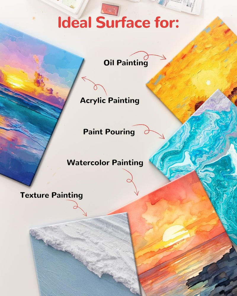BAKEYBA Canvas Boards for Painting 60 Pack, 8x10 Inch Painting Canvas Panels, 100% Cotton White Blank Art Supplies for Acrylics Oil Watercolor Tempera Paints - Image 4