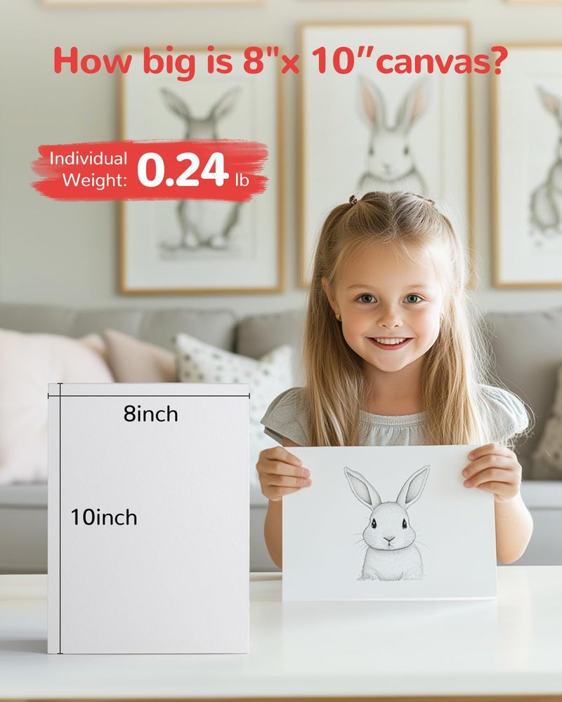 BAKEYBA Canvas Boards for Painting 60 Pack, 8x10 Inch Painting Canvas Panels, 100% Cotton White Blank Art Supplies for Acrylics Oil Watercolor Tempera Paints - Image 2