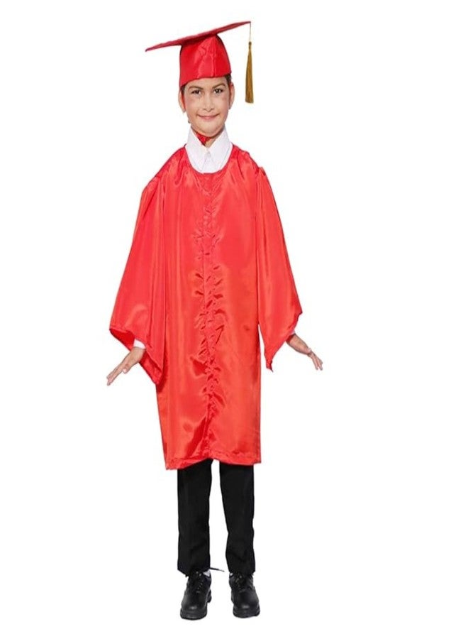 Desi Andaaz Kids Convocation Dress Graduation Gown and Cap Set | Breathable Polyester | Ideal for School, Nursery & Kindergarten Graduation(Red)(2-3 Years) - Image 1