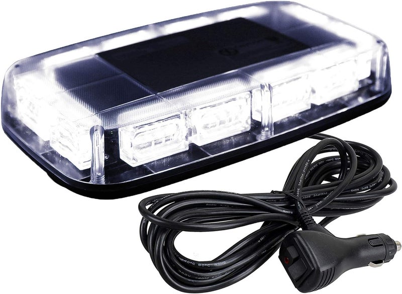 ASPL 48LED Roof Top Strobe Lights, High Visibility Emergency Safety Warning LED Mini Strobe Light bar with Magnetic Base for 12-24V Snow Plow, Trucks, Construction Vehicles (White) - Image 1