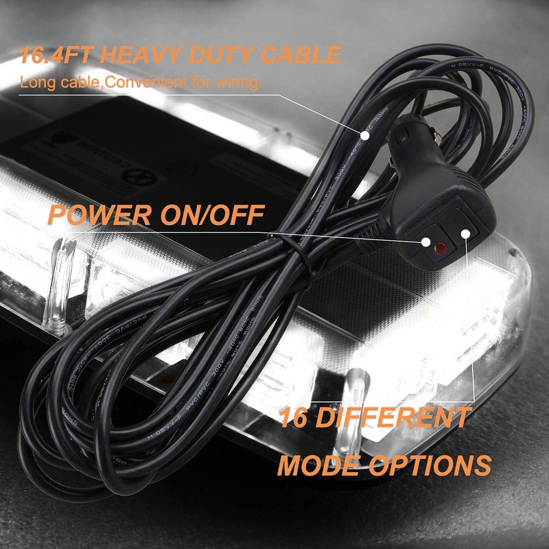 ASPL 48LED Roof Top Strobe Lights, High Visibility Emergency Safety Warning LED Mini Strobe Light bar with Magnetic Base for 12-24V Snow Plow, Trucks, Construction Vehicles (White) - Image 5