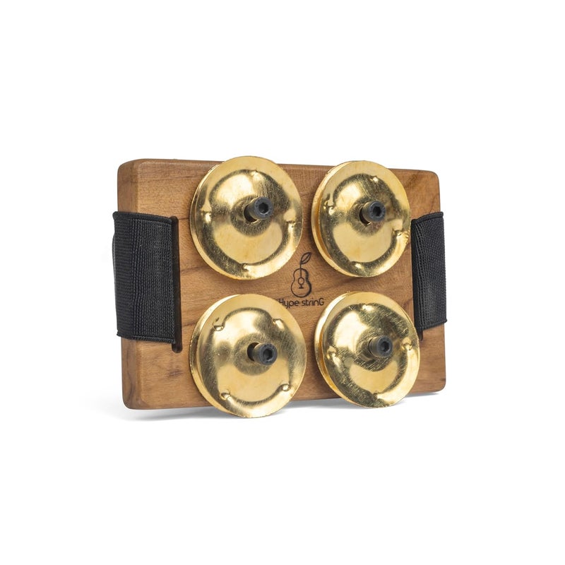 Hype String Foot Tambourine Jingles With Wooden Base and Brass Jingles || Perfect for Cajon, Guitar or Other Instruments Players - Image 1