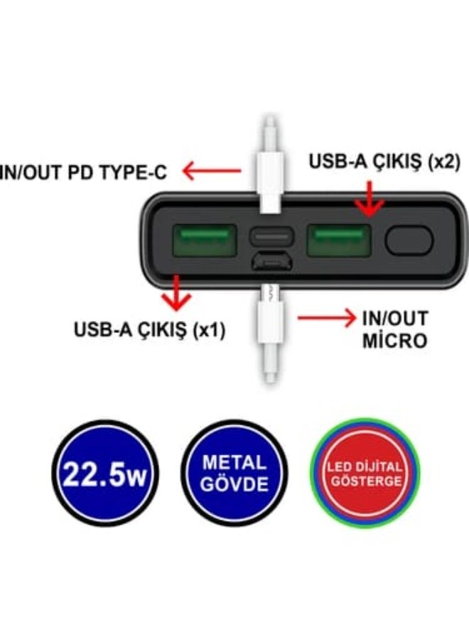 X-Hanz PB101 22.5W 10000mAh Power Bank with LED Digital Display and PD Super Fast Charging - Image 3
