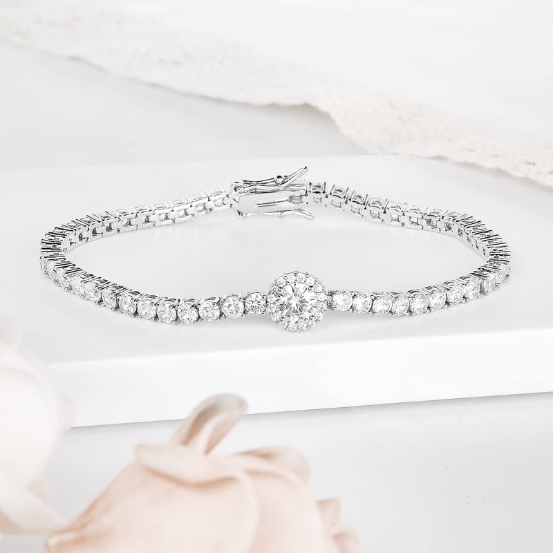 Gemsme 18K White Gold Plated 3.0mm Bracelet Classic Hypoallergenic Cubic Zirconia Tennis Bracelet for Women 7 Inch - Image 3