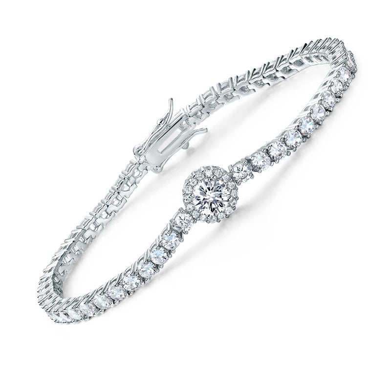 Gemsme 18K White Gold Plated 3.0mm Bracelet Classic Hypoallergenic Cubic Zirconia Tennis Bracelet for Women 7 Inch - Image 1