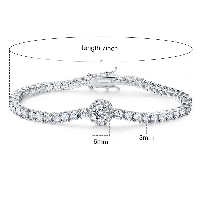 Gemsme 18K White Gold Plated 3.0mm Bracelet Classic Hypoallergenic Cubic Zirconia Tennis Bracelet for Women 7 Inch - Image 2