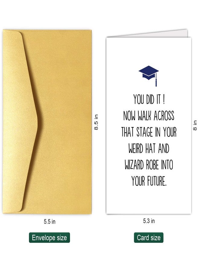 Chenive Funny Graduation Card for Him Her, Humorous Graduation Greeting Card, Congrats on Grad Card, You Did It Card, Weird Hat and Wizard Robe Graduation Card - Image 2