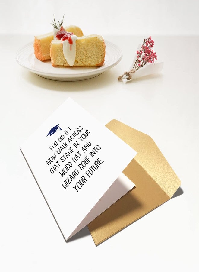 Chenive Funny Graduation Card for Him Her, Humorous Graduation Greeting Card, Congrats on Grad Card, You Did It Card, Weird Hat and Wizard Robe Graduation Card - Image 5