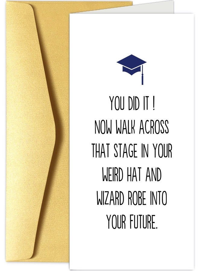 Chenive Funny Graduation Card for Him Her, Humorous Graduation Greeting Card, Congrats on Grad Card, You Did It Card, Weird Hat and Wizard Robe Graduation Card - Image 1