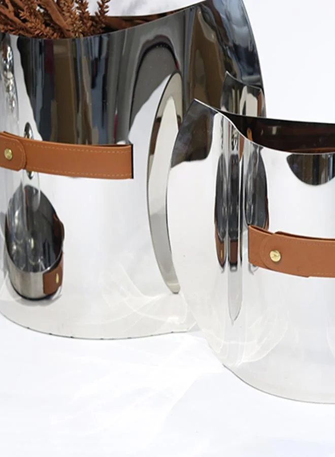 كويزيرا Elegant European Style stainless steel vase with leather