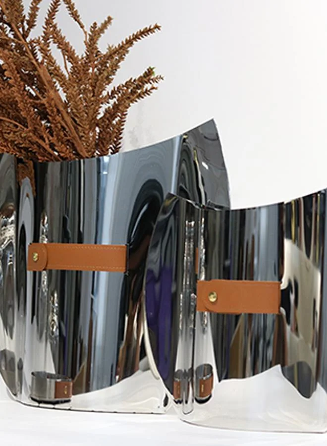 كويزيرا Elegant European Style stainless steel vase with leather