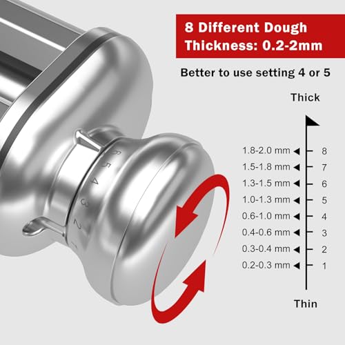 NEWSETS Pasta Roller for All KitchenAid Stand Mixer, Electric Dough Roller with 8 Different Thickness Adjustments, Stainless Steel Pasta Paker Attachment Kitchen Aid Accessories and Attachments - Image 2