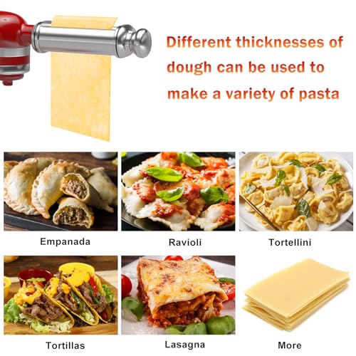 NEWSETS Pasta Roller for All KitchenAid Stand Mixer, Electric Dough Roller with 8 Different Thickness Adjustments, Stainless Steel Pasta Paker Attachment Kitchen Aid Accessories and Attachments - Image 5