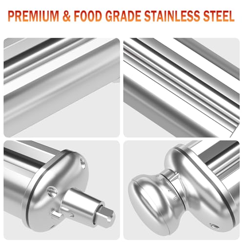 NEWSETS Pasta Roller for All KitchenAid Stand Mixer, Electric Dough Roller with 8 Different Thickness Adjustments, Stainless Steel Pasta Paker Attachment Kitchen Aid Accessories and Attachments - Image 4
