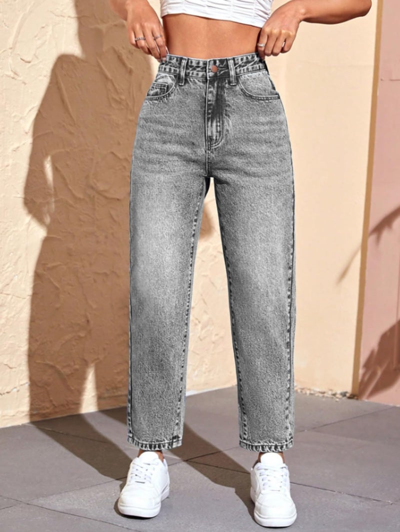 Ben Martin Mom Fit Jeans for Women || High Waist Tapered Fit Stretchable Jean's Pant for Women's || Relax Fit Carrot Jean:s || Stylish Jean,s for Woman || Casual Denim Mom Jean::s,Grey 32 - Image 5