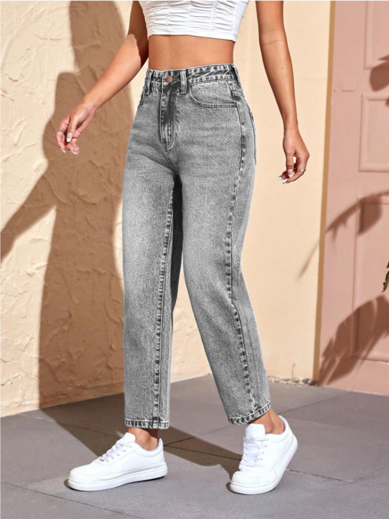 Ben Martin Mom Fit Jeans for Women || High Waist Tapered Fit Stretchable Jean's Pant for Women's || Relax Fit Carrot Jean:s || Stylish Jean,s for Woman || Casual Denim Mom Jean::s,Grey 32 - Image 4