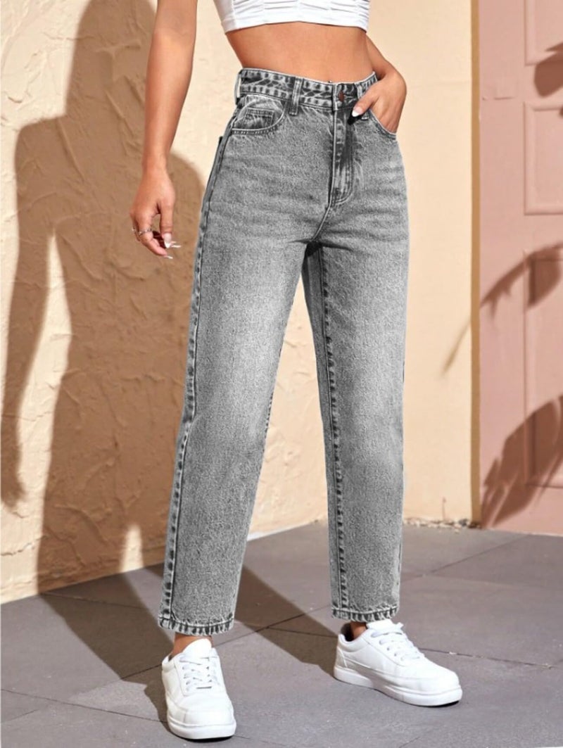 Ben Martin Mom Fit Jeans for Women || High Waist Tapered Fit Stretchable Jean's Pant for Women's || Relax Fit Carrot Jean:s || Stylish Jean,s for Woman || Casual Denim Mom Jean::s,Grey 32 - Image 3