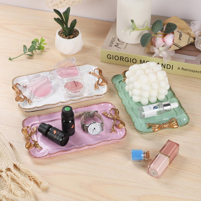 IBWell Resin Aesthetic Room DÃ©cor White Jewelry Tray Cute Home Decor Aesthetic Trays for Decor Girly Room DÃ©cor - Image 5