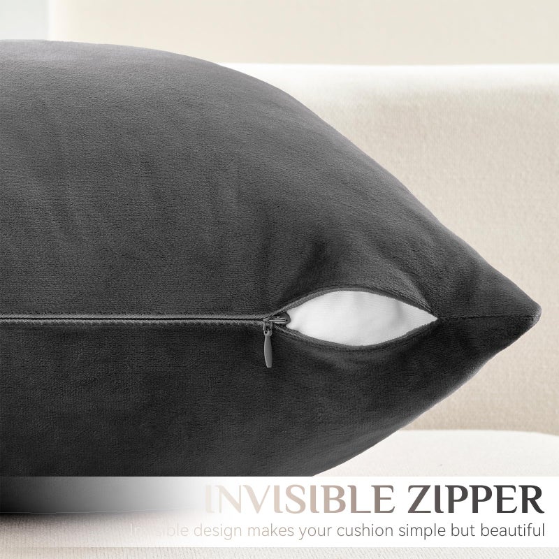 Softalker Throw Pillow Covers Set of 4, Velvet Soft Solid Colors Pillow Covers 18x18 Inch, Decorative Cushion Pillow Case for Couch Sofa Bedroom Living Room(Multi Grey) - Image 3