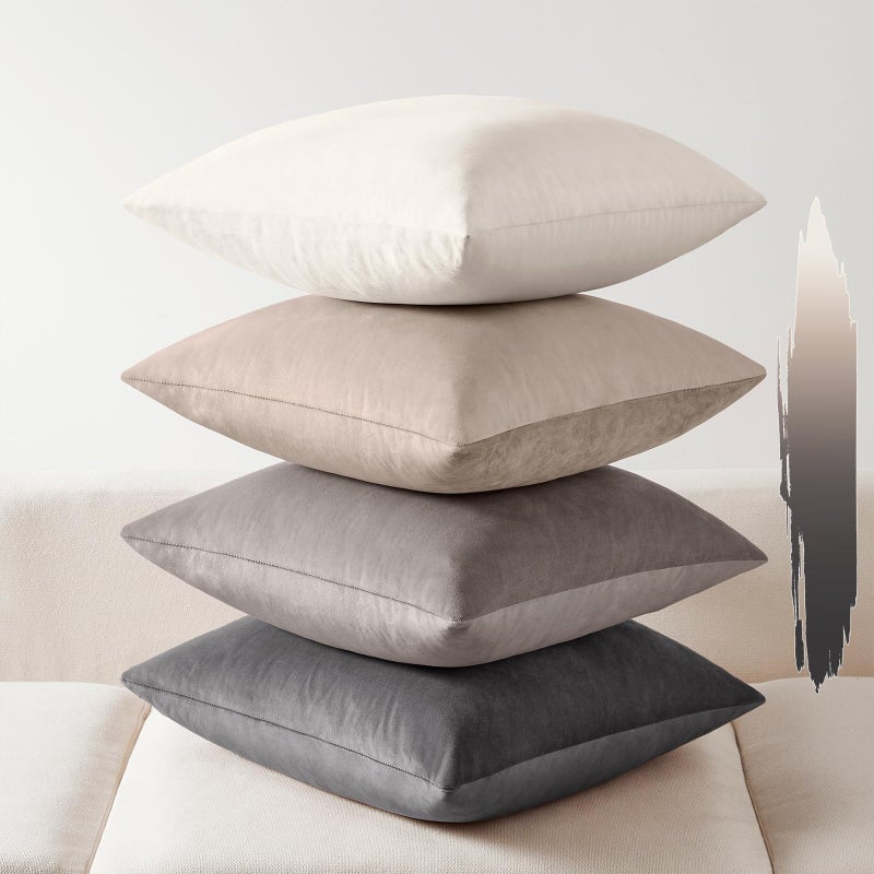 Softalker Throw Pillow Covers Set of 4, Velvet Soft Solid Colors Pillow Covers 18x18 Inch, Decorative Cushion Pillow Case for Couch Sofa Bedroom Living Room(Multi Grey) - Image 1