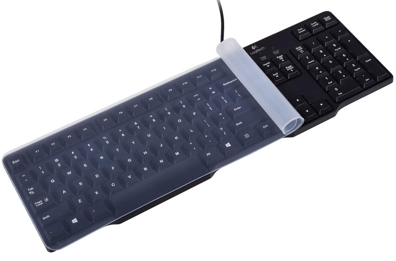 CaseBuy Universal Clear Waterproof Anti-Dust Silicone Keyboard Protector Cover Skin for Standard Size PC Computer Desktop Keyboards (Size: 17.52" x 5.51") - Image 1