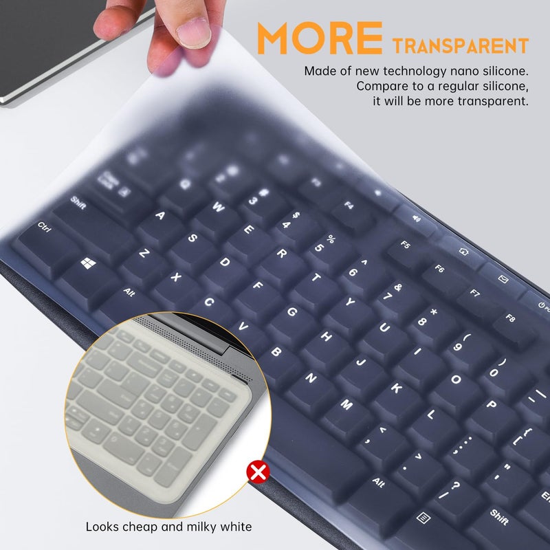 CaseBuy Universal Clear Waterproof Anti-Dust Silicone Keyboard Protector Cover Skin for Standard Size PC Computer Desktop Keyboards (Size: 17.52" x 5.51") - Image 3
