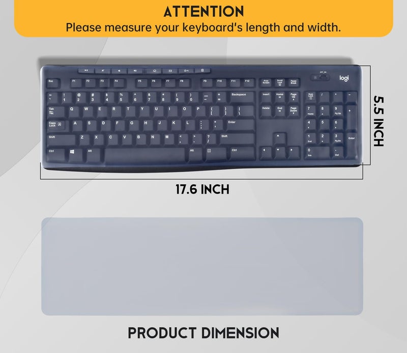 CaseBuy Universal Clear Waterproof Anti-Dust Silicone Keyboard Protector Cover Skin for Standard Size PC Computer Desktop Keyboards (Size: 17.52" x 5.51") - Image 2