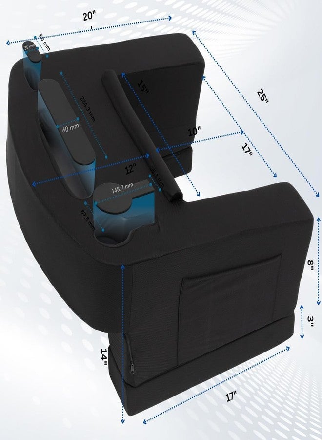 TabCouchCaddy Reading Pillow for Gaming - Ergonomic Lap Desk & Armrest with Cup & Phone Holder, Wrist & Laptop Support, Adjustable Heights, Large Pockets - Ultimate Comfort for Work & Gaming (Black) - Image 2