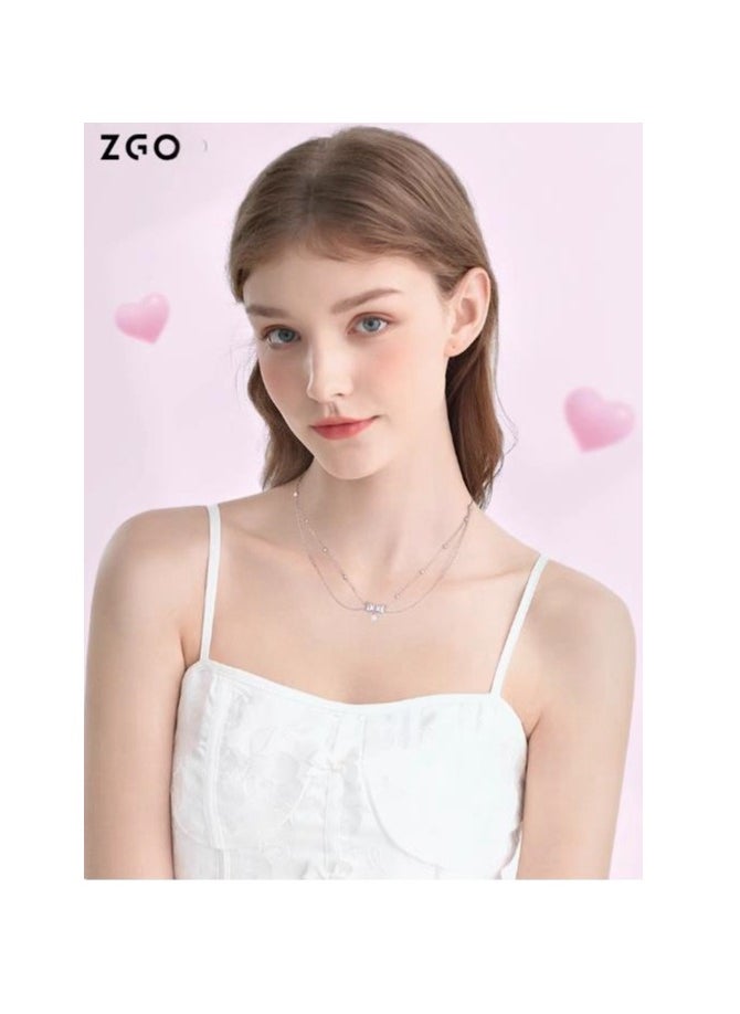 ZGO - Butterfly Knot Pearl Necklace, Niche, Light Luxury, Women's Pure Silver, Layered Design, Small Fragrance Style, Birthday Gift - Image 1