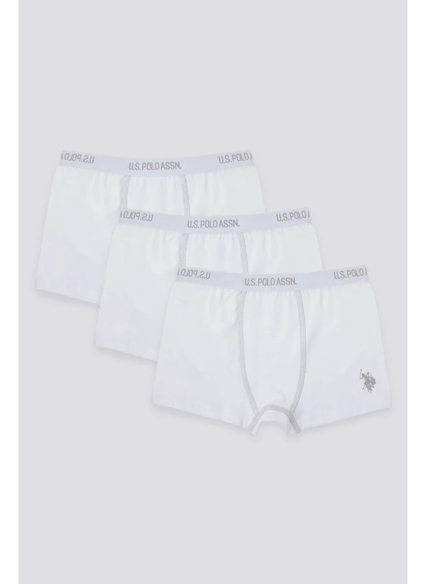 يو اس بولو اسن U.S. Polo Assn Plain Color White Boy's 3-Pack Boxer