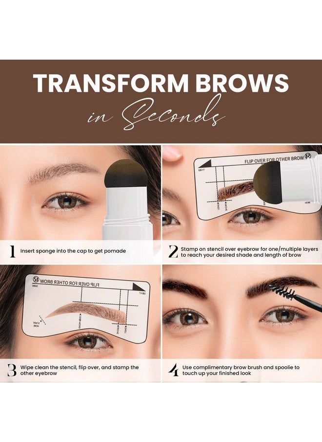 ANGIEHAIE - Eyebrow Stamp Stencil Kit (Gray Black) Eyebrow Stamp Pomade With 24 Reusable Thin & Thick Brow Stencils Eyebrow Stencils Shaping Kit Definer - Image 1