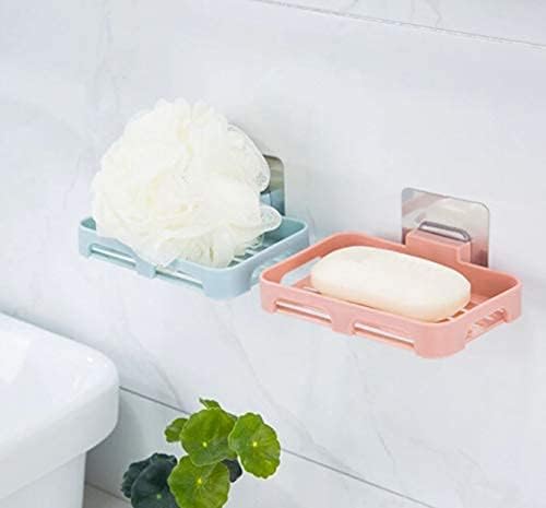 Jigva 2pcs Wall Mounted Self Draining Soap Dish Holder Case -Hanging Waterproof Box Storage Rack with Self Adhesive Magic Sticker for Bathroom, Kitchen, Bathtub, Washbasins - Image 1