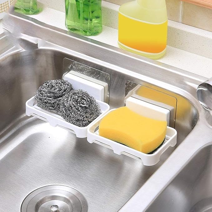 Jigva 2pcs Wall Mounted Self Draining Soap Dish Holder Case -Hanging Waterproof Box Storage Rack with Self Adhesive Magic Sticker for Bathroom, Kitchen, Bathtub, Washbasins - Image 5