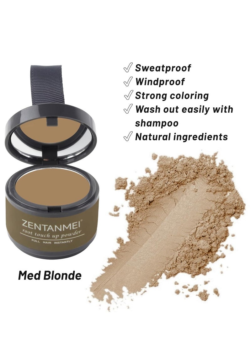 ZENTANMEI Root Touch Up Hairline Powder for Women & Men, Gray Hair Cover Up, Hairline Shadow Powder Sweatproof & Windproof, 0.14 oz Root Cover Up Powder for Thinning Hair (Medium Blonde)  - Image 2
