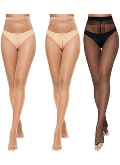 3 Pairs Toeless Sheer Tights, 10D Open Toe Pantyhose, for Women High Waist Tights Without Toes, Top Pantyhose,  Women's/Girls's High Waist Pantyhose Sheer Tights Stockings, Sheer to Waist Pantyhose