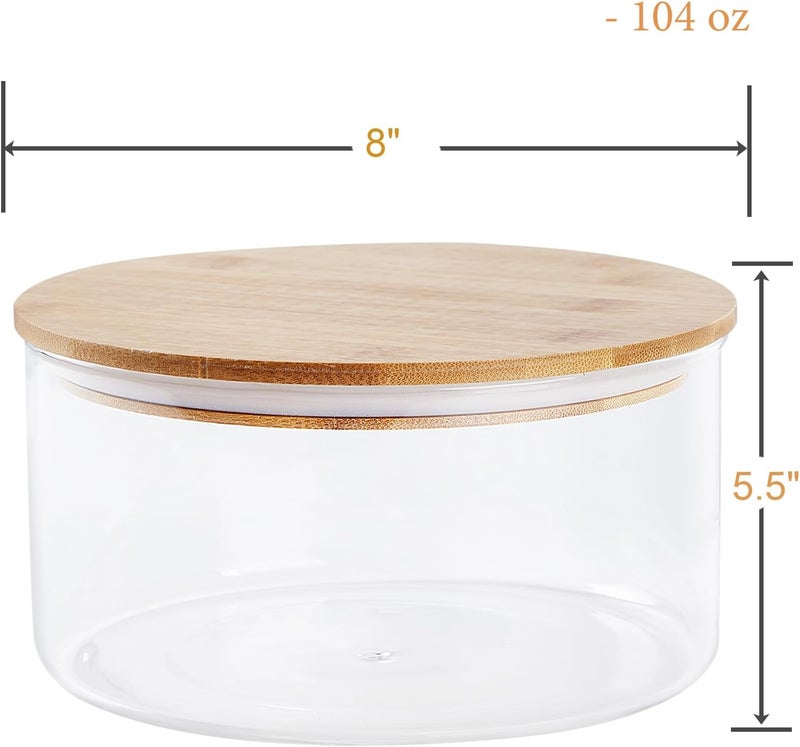 Opexscal Large Glass Bowl with Lid, Modern Design, Clear Glass, Round, Dessert Bowl, Serving Bowl for Ice Cream, Salad, Fruit, Microwave and Dishwasher Safe, 2.9 liters - Image 2