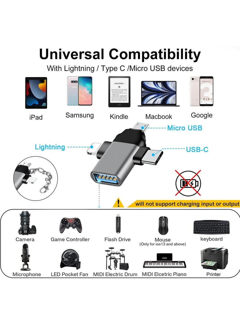 USB C to Lightning Adapter, 3-in-1 Multifunction USB Adapter, Data Transfer Converter, Plug and Play, Supports Keyboard, Mouse, USB Flash Drive, Camera, Audio Interface, Ect.