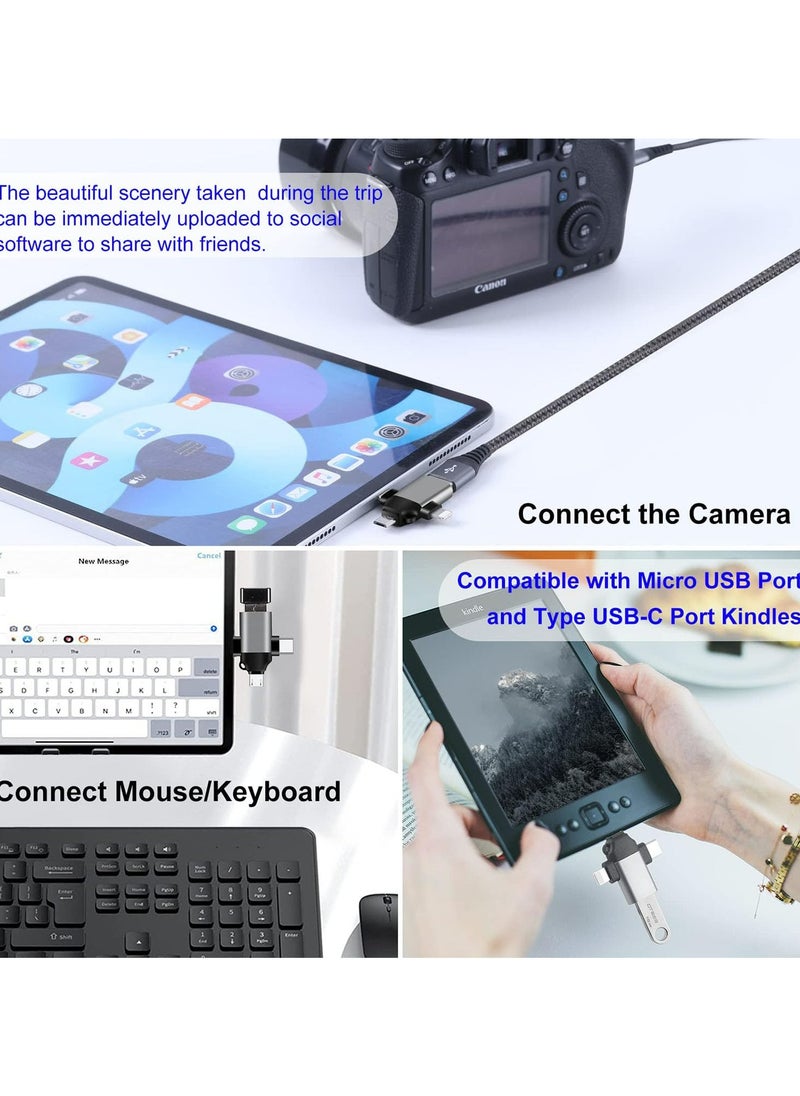 USB C to Lightning Adapter, 3-in-1 Multifunction USB Adapter, Data Transfer Converter, Plug and Play, Supports Keyboard, Mouse, USB Flash Drive, Camera, Audio Interface, Ect.