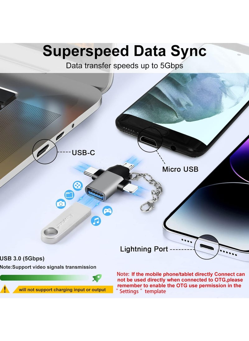 USB C to Lightning Adapter, 3-in-1 Multifunction USB Adapter, Data Transfer Converter, Plug and Play, Supports Keyboard, Mouse, USB Flash Drive, Camera, Audio Interface, Ect.