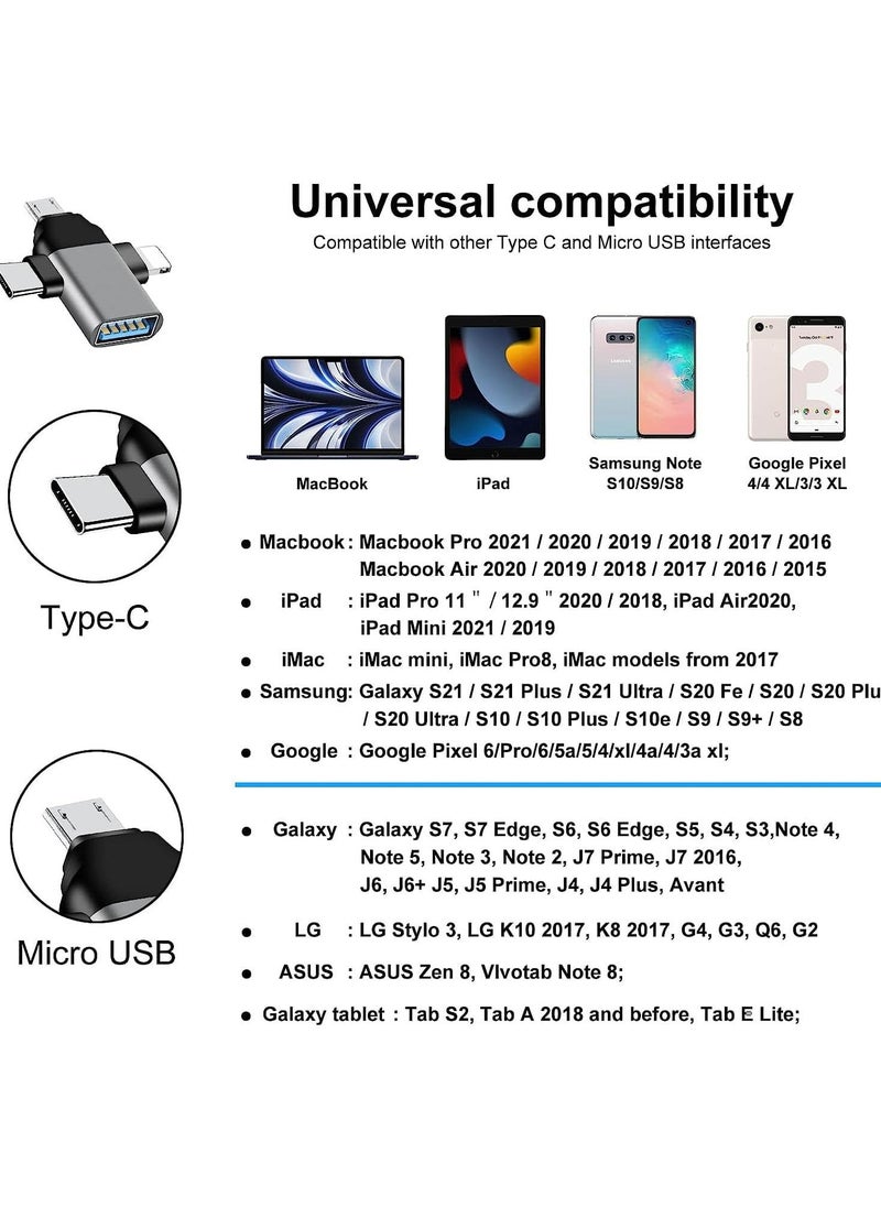 USB C to Lightning Adapter, 3-in-1 Multifunction USB Adapter, Data Transfer Converter, Plug and Play, Supports Keyboard, Mouse, USB Flash Drive, Camera, Audio Interface, Ect.
