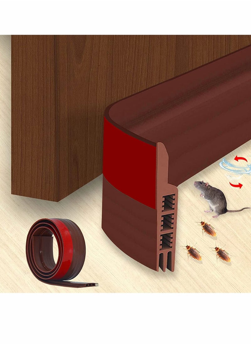 KASTWAVE Door Draft Stopper Under Door Seal for Exterior Interior Doors, Door Sweep Strip Under Door Draft Blocker, Soundproof Door Bottom Weather Stripping Keeping Draft Noise Out 2 Inch W x 39 Inch L(Brown)  - Image 1