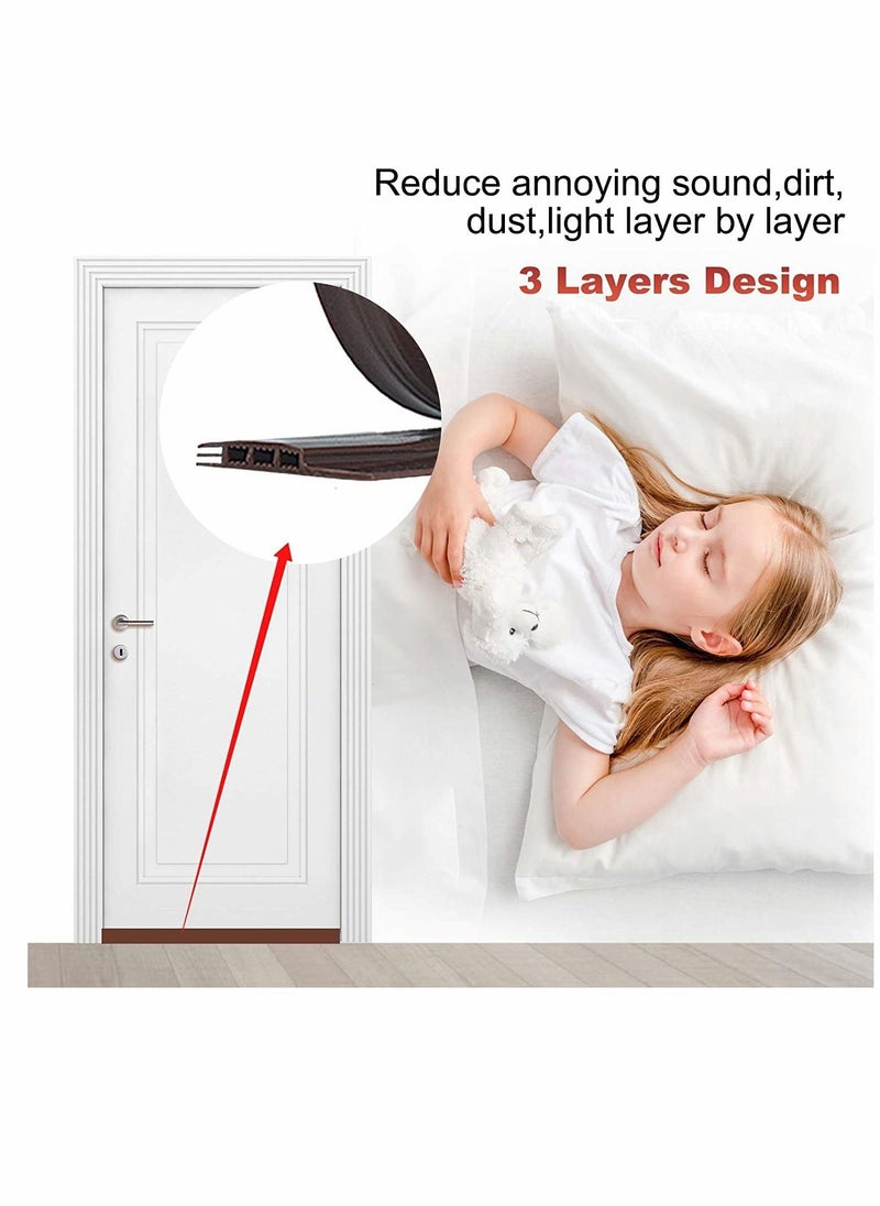 KASTWAVE Door Draft Stopper Under Door Seal for Exterior Interior Doors, Door Sweep Strip Under Door Draft Blocker, Soundproof Door Bottom Weather Stripping Keeping Draft Noise Out 2 Inch W x 39 Inch L(Brown)  - Image 5
