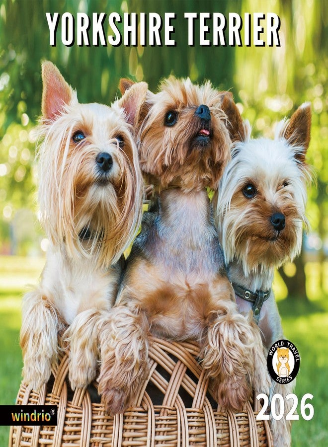 windrio 2026 Wall Calendar,Calendar 2026, July 2025 - December 2026, Wall Calendar Yorkshire Terrier Puppies, 12" x 24" Opened,Full Page Months Thick & Sturdy Paper for Calendar Organizing & Planning - Image 1