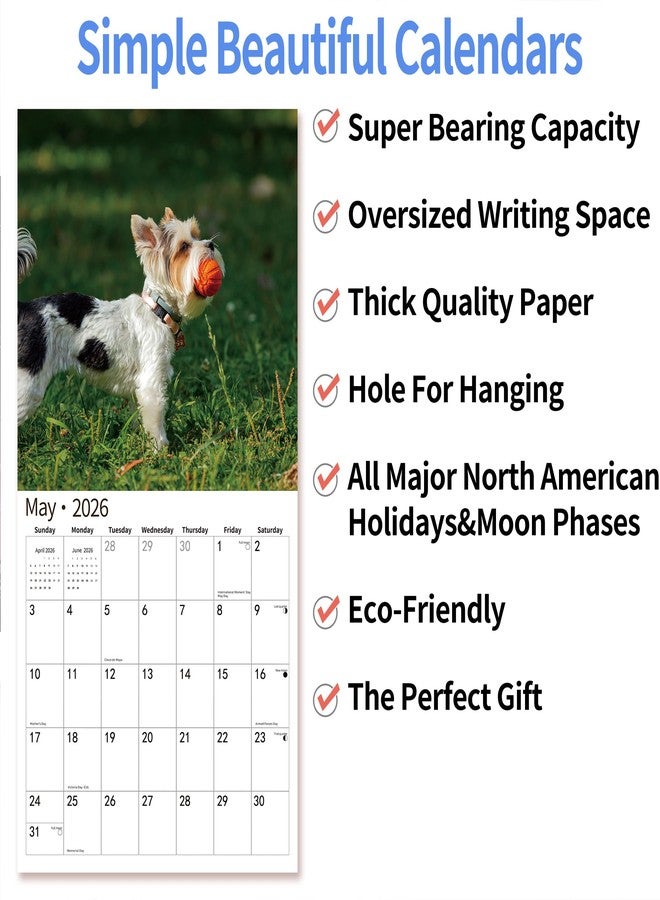 windrio 2026 Wall Calendar,Calendar 2026, July 2025 - December 2026, Wall Calendar Yorkshire Terrier Puppies, 12" x 24" Opened,Full Page Months Thick & Sturdy Paper for Calendar Organizing & Planning - Image 5