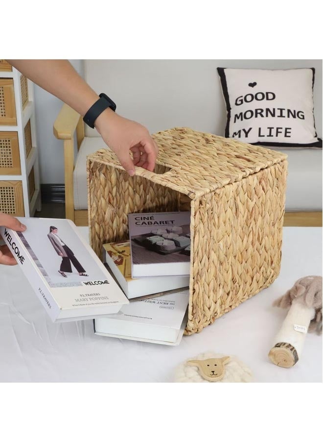 سلة تخزين قابلة للطي منسوجة يدويًا لتخزين وتزيين المنزل، لون بيج، 25 سم*25 سم*25 سم - Image 3