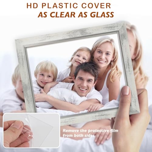 XUANLUO 5x7 Picture Frames Set of 4 Rustic Retro Photo Frame with HD Plastic Cover for Wall Mount and Tabletop Display Family Friends Wedding Gift - Image 4